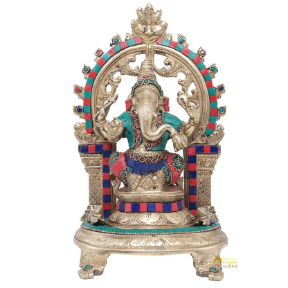Brass Ganesha Idol Ganpati Statue For Home Office Décor Gift 11" by vendor-unknown - Products (View 3)