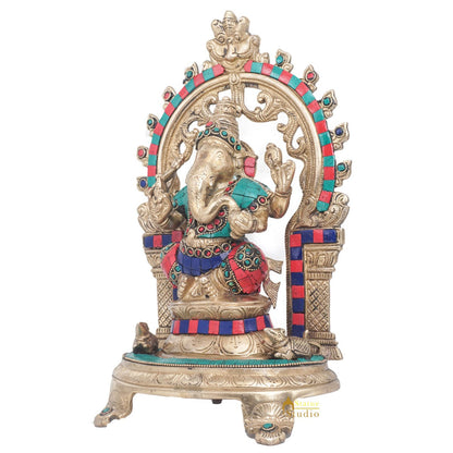 Brass Ganesha Idol Ganpati Statue For Home Office Décor Gift 11" by vendor-unknown - Products (View 4)