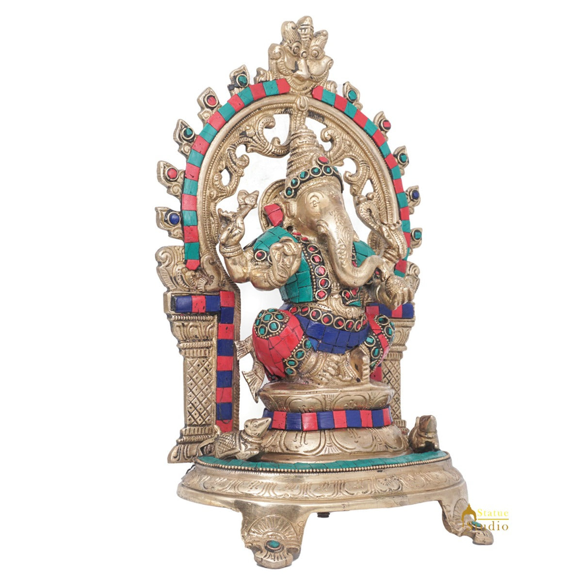 Brass Ganesha Idol Ganpati Statue For Home Office Décor Gift 11" - Image 5