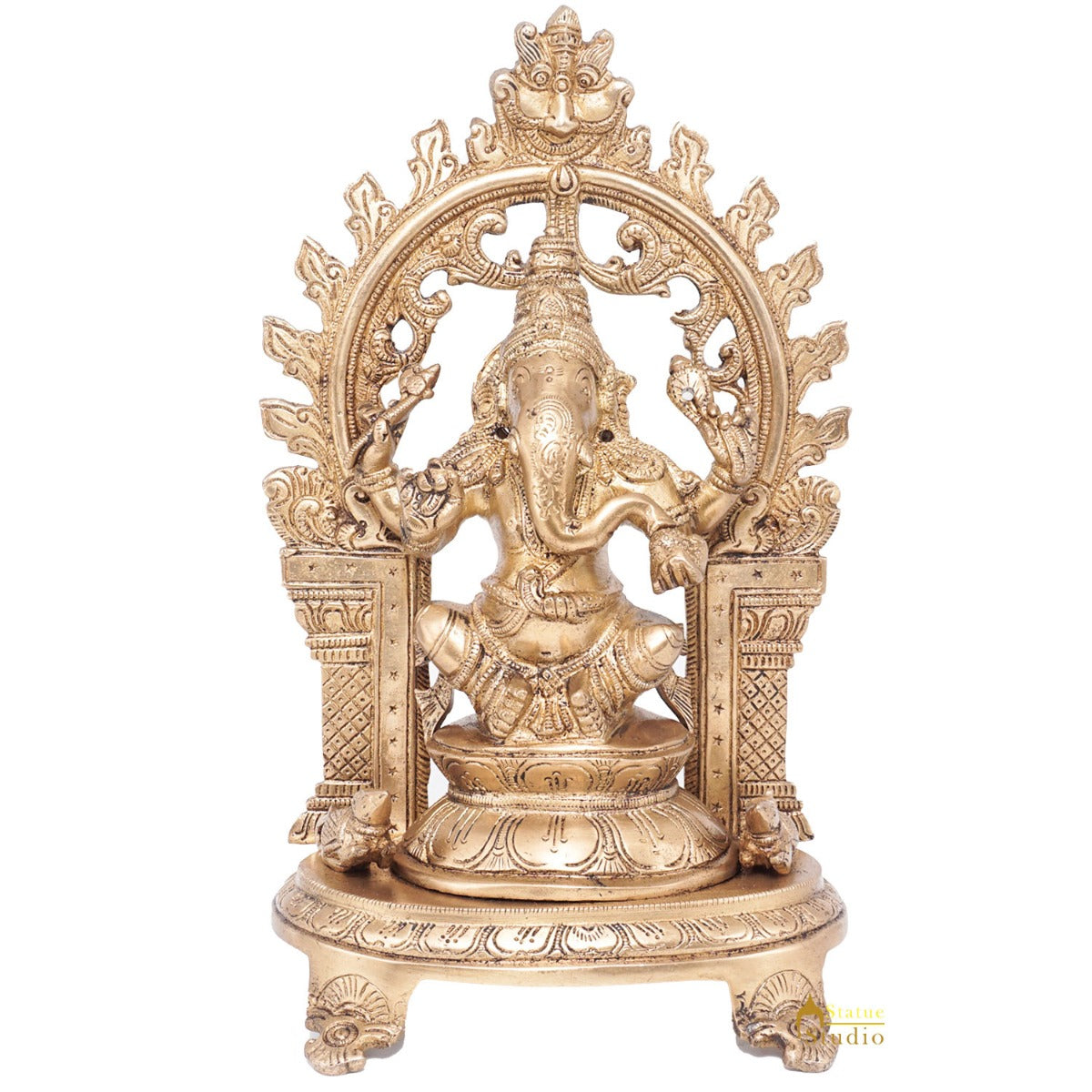 Brass Ganesha Idol Ganpati Statue For Home Office Décor Gift 11" - Image 3