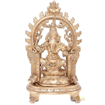 Brass Ganesha Idol Ganpati Statue For Home Office Décor Gift 11" by vendor-unknown - Products (View 3)