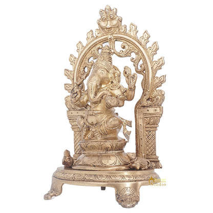 Brass Ganesha Idol Ganpati Statue For Home Office Décor Gift 11" by vendor-unknown - Products (View 4)