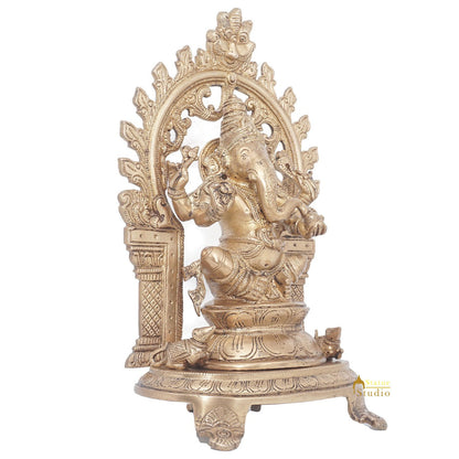 Brass Ganesha Idol Ganpati Statue For Home Office Décor Gift 11" by vendor-unknown - Products (View 5)