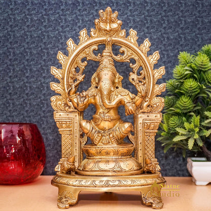 Brass Ganesha Idol Ganpati Statue For Home Office Décor Gift 11" by vendor-unknown - Products