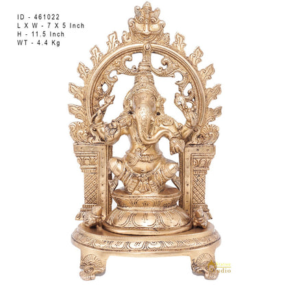 Brass Ganesha Idol Ganpati Statue For Home Office Décor Gift 11" by vendor-unknown - Products (View 7)