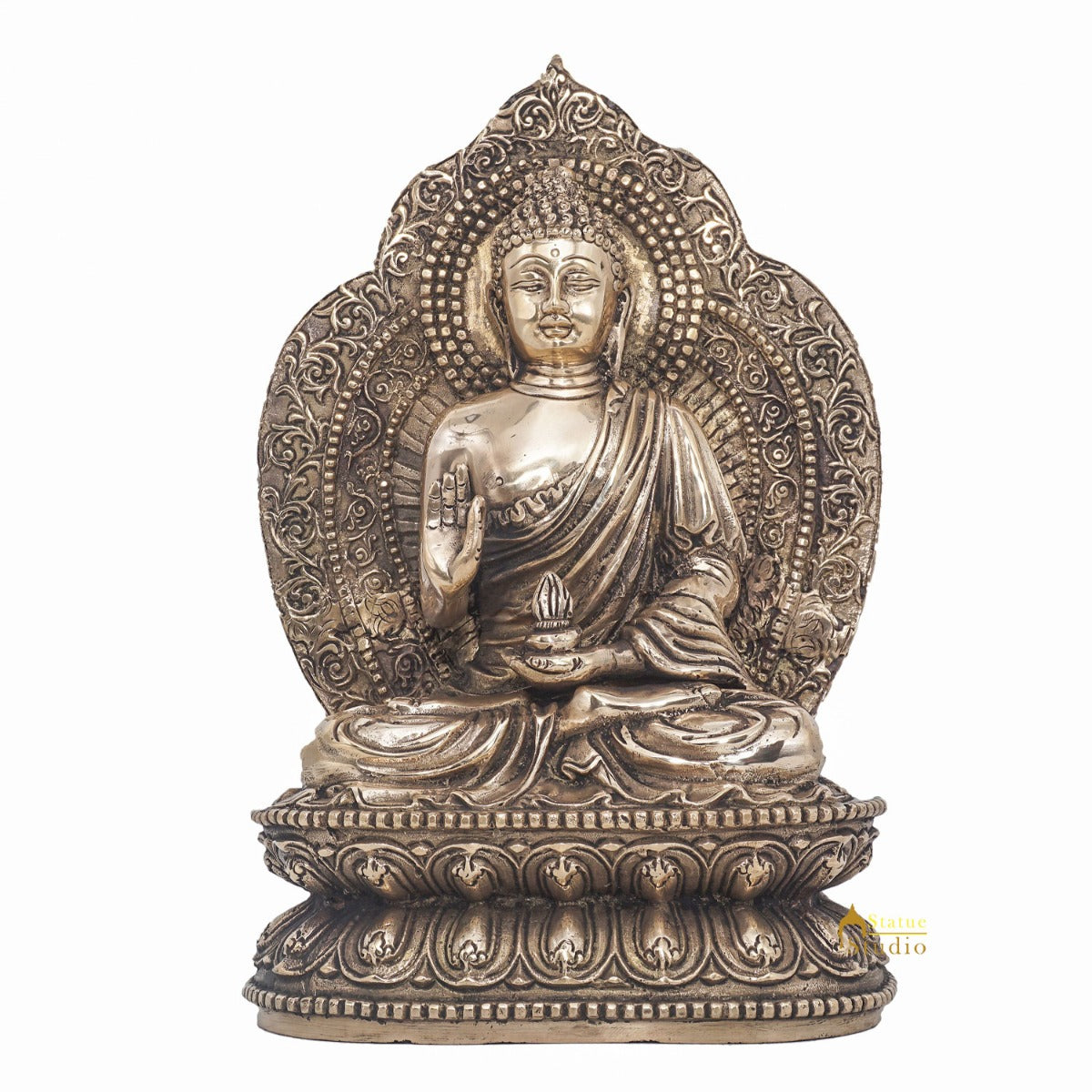 Brass Blessing Sitting Buddha Statue For Home Decor Gift Showpiece 10"