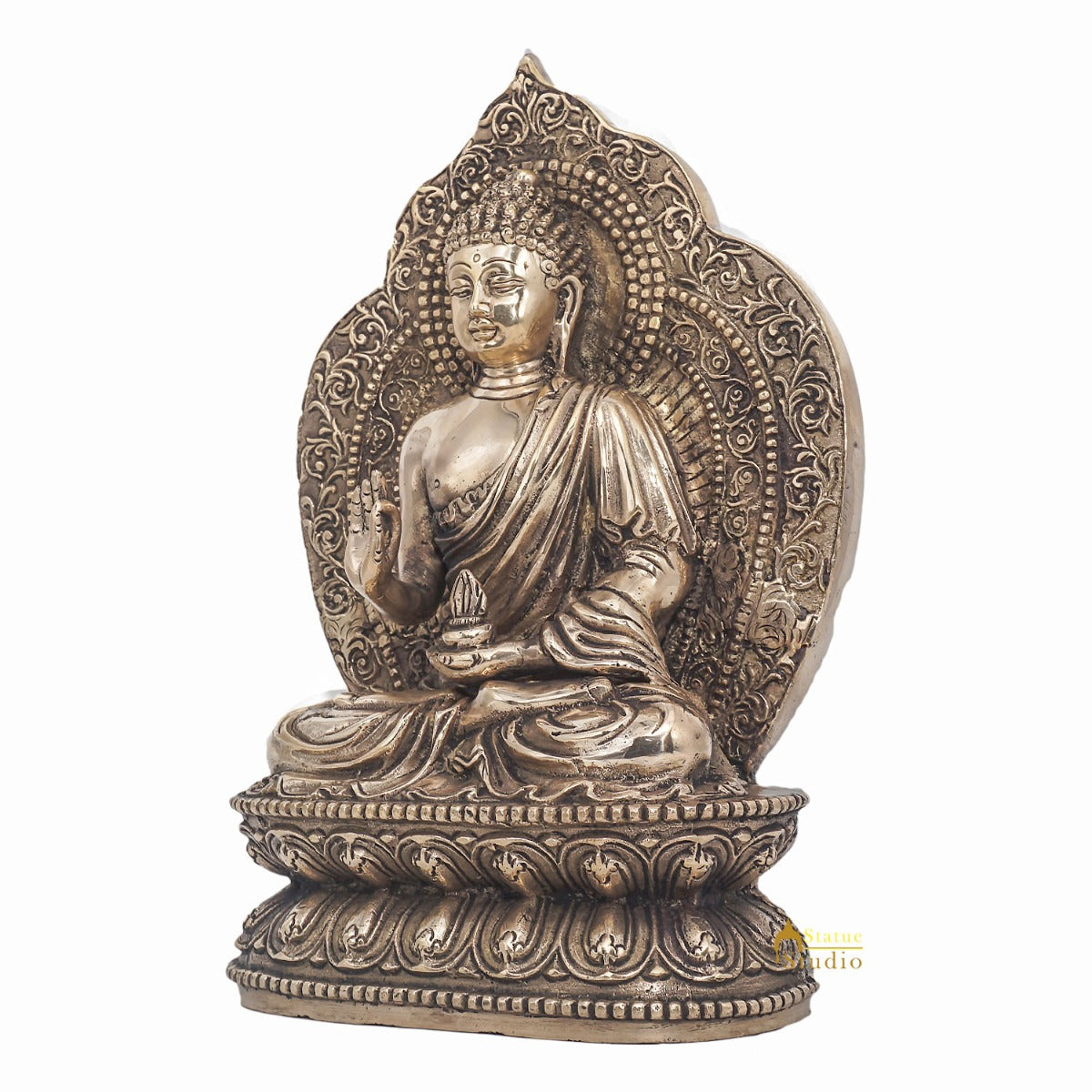 Brass Blessing Sitting Buddha Statue For Home Decor Gift Showpiece 10"