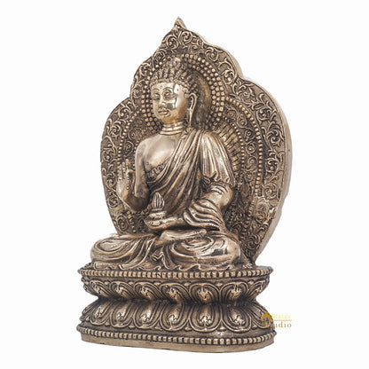 Brass Blessing Sitting Buddha Statue For Home Decor Gift Showpiece 10" by vendor-unknown - Buddha (View 4)