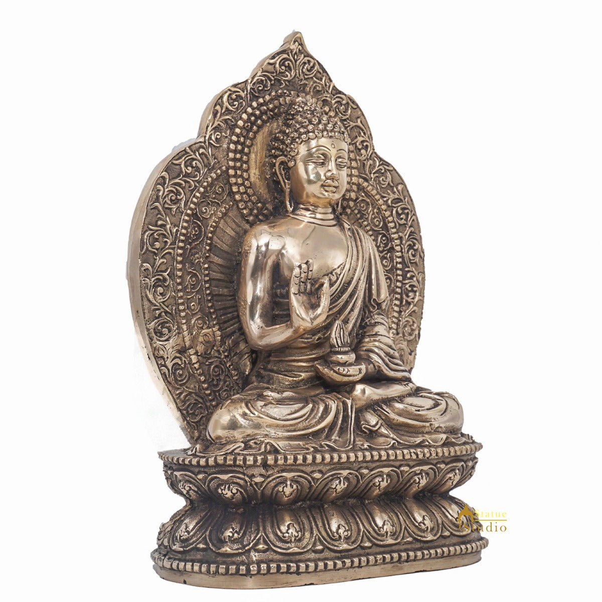 Brass Blessing Sitting Buddha Statue For Home Decor Gift Showpiece 10"