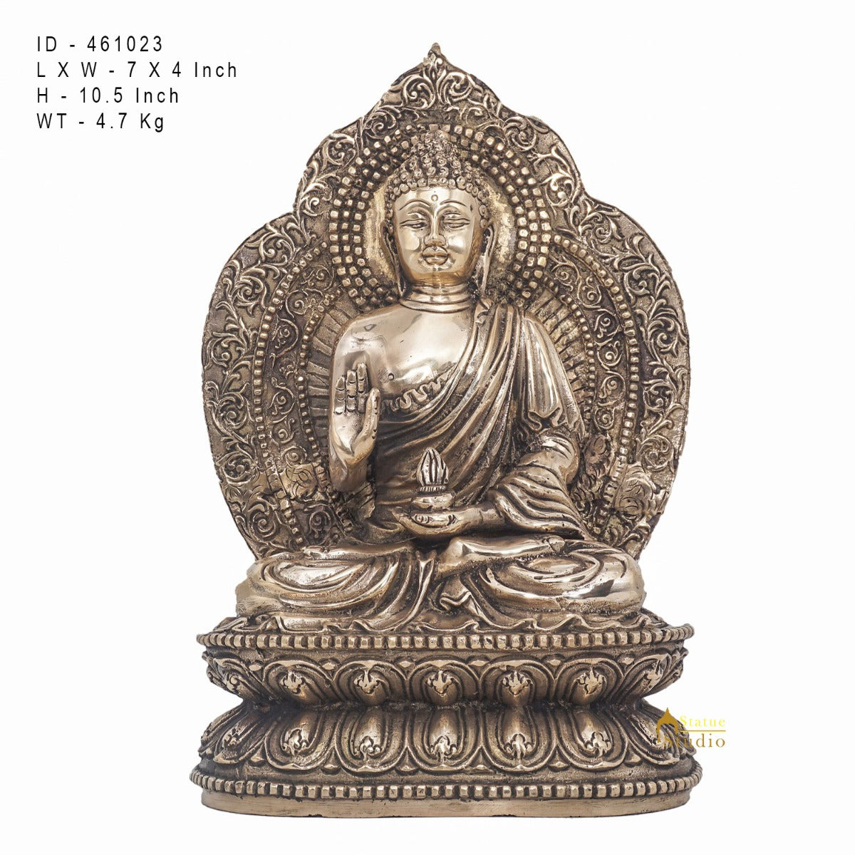 Brass Blessing Sitting Buddha Statue For Home Decor Gift Showpiece 10" - Image 7