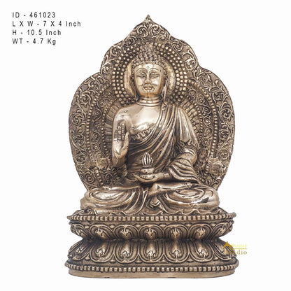 Brass Blessing Sitting Buddha Statue For Home Decor Gift Showpiece 10" by vendor-unknown - Buddha (View 7)