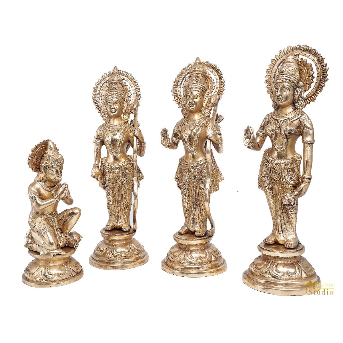 Brass Lord Rama With Family Ram Darbar Sita Laxman Hanuman Statue Idol 12"