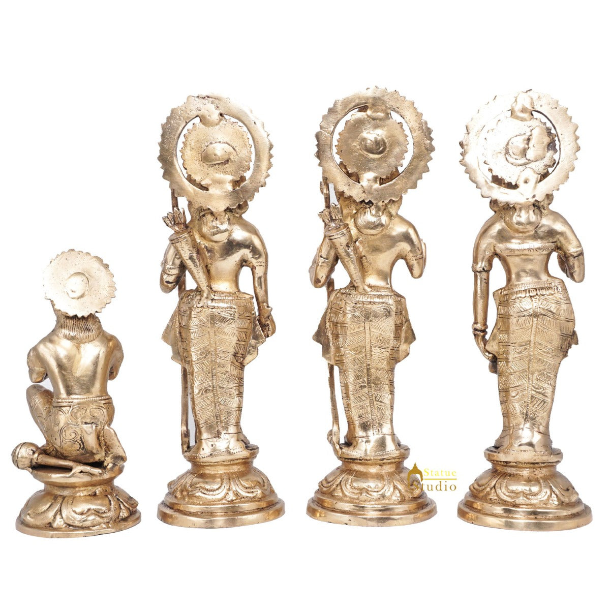 Brass Lord Rama With Family Ram Darbar Sita Laxman Hanuman Statue Idol 12" - Image 5