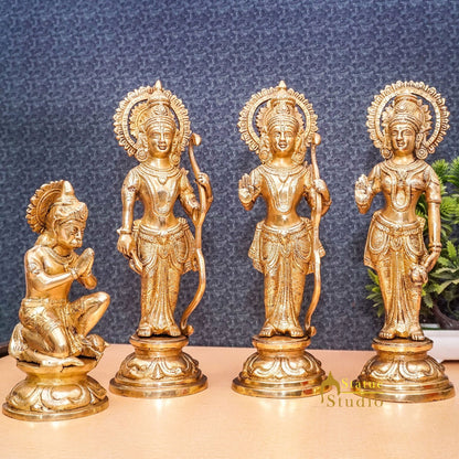 Brass Lord Rama With Family Ram Darbar Sita Laxman Hanuman Statue Idol 12" by vendor-unknown - Hindu Gods