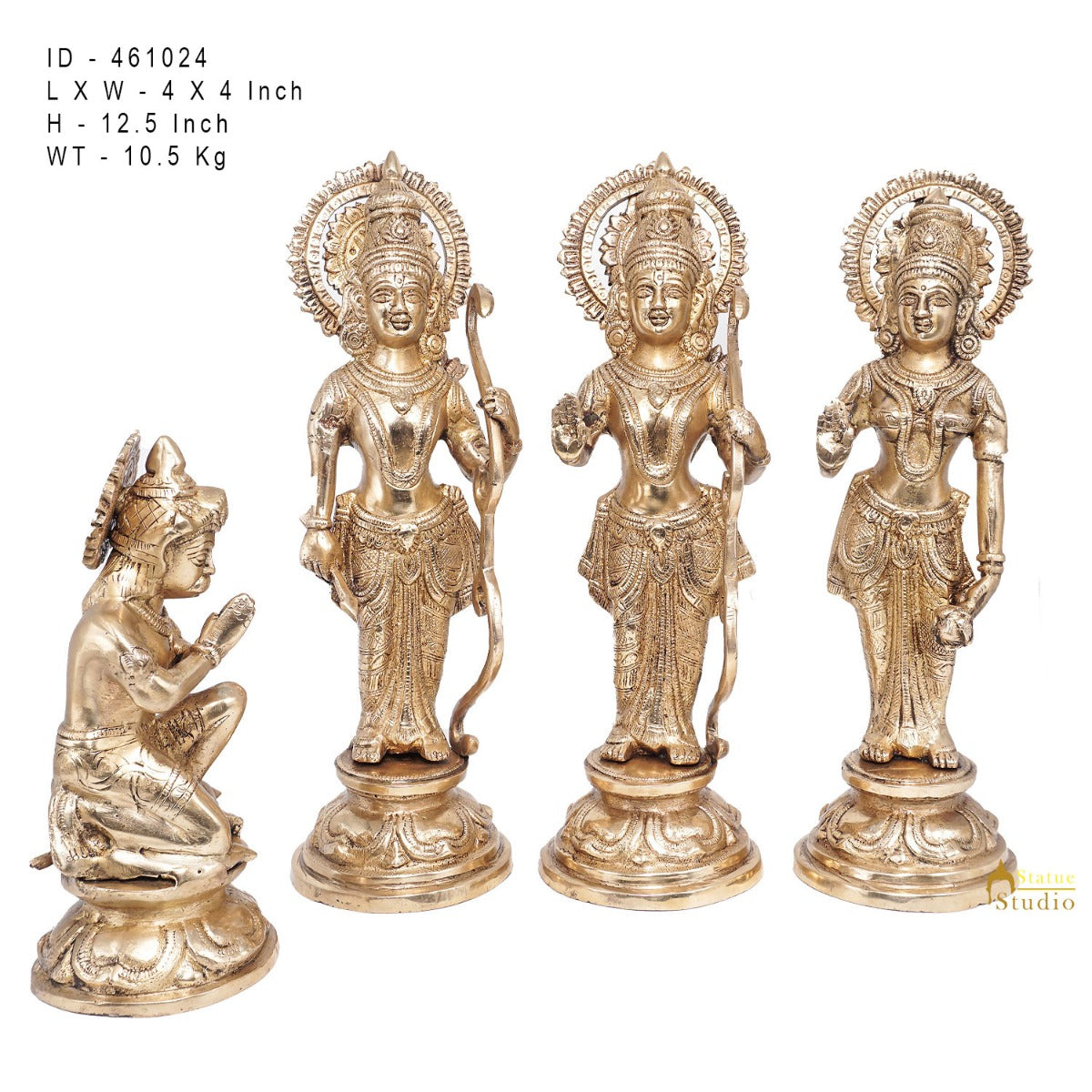 Brass Lord Rama With Family Ram Darbar Sita Laxman Hanuman Statue Idol 12" - Image 6