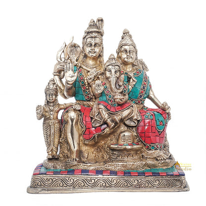 Brass Shiva Family With Parvati Ganesh Karthik Idol For Home Pooja Decor 9.5" by vendor-unknown - Hindu Gods (View 3)