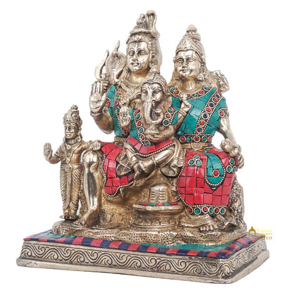 Brass Shiva Family With Parvati Ganesh Karthik Idol For Home Pooja Decor 9.5" by vendor-unknown - Hindu Gods (View 4)