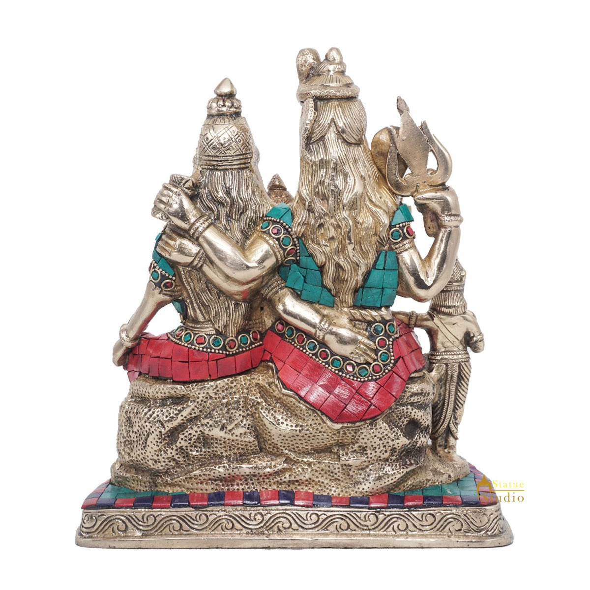 Brass Shiva Family With Parvati Ganesh Karthik Idol For Home Pooja Decor 9.5" - Image 6