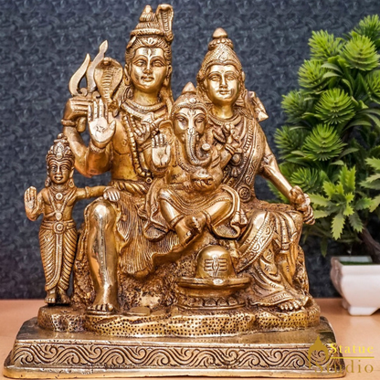 Brass Shiv Parivar Shiva Family With Parvati Ganesh Karthik Idol Home Décor 9.5" by vendor-unknown - Hindu Gods (View 2)