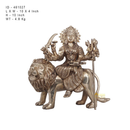 Brass Antique Durga Statue Sherawali Maa Idol For Pooja Home Office Décor Gift by vendor-unknown - Hindu Gods (View 7)