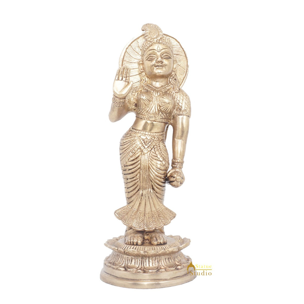 Brass Antique Lord Radha Idol Showpiece For Home Pooja Décor Gift Statue 11"