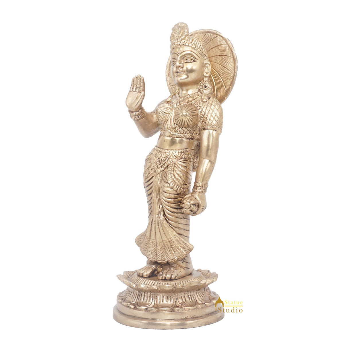 Brass Antique Lord Radha Idol Showpiece For Home Pooja Décor Gift Statue 11" - Image 4