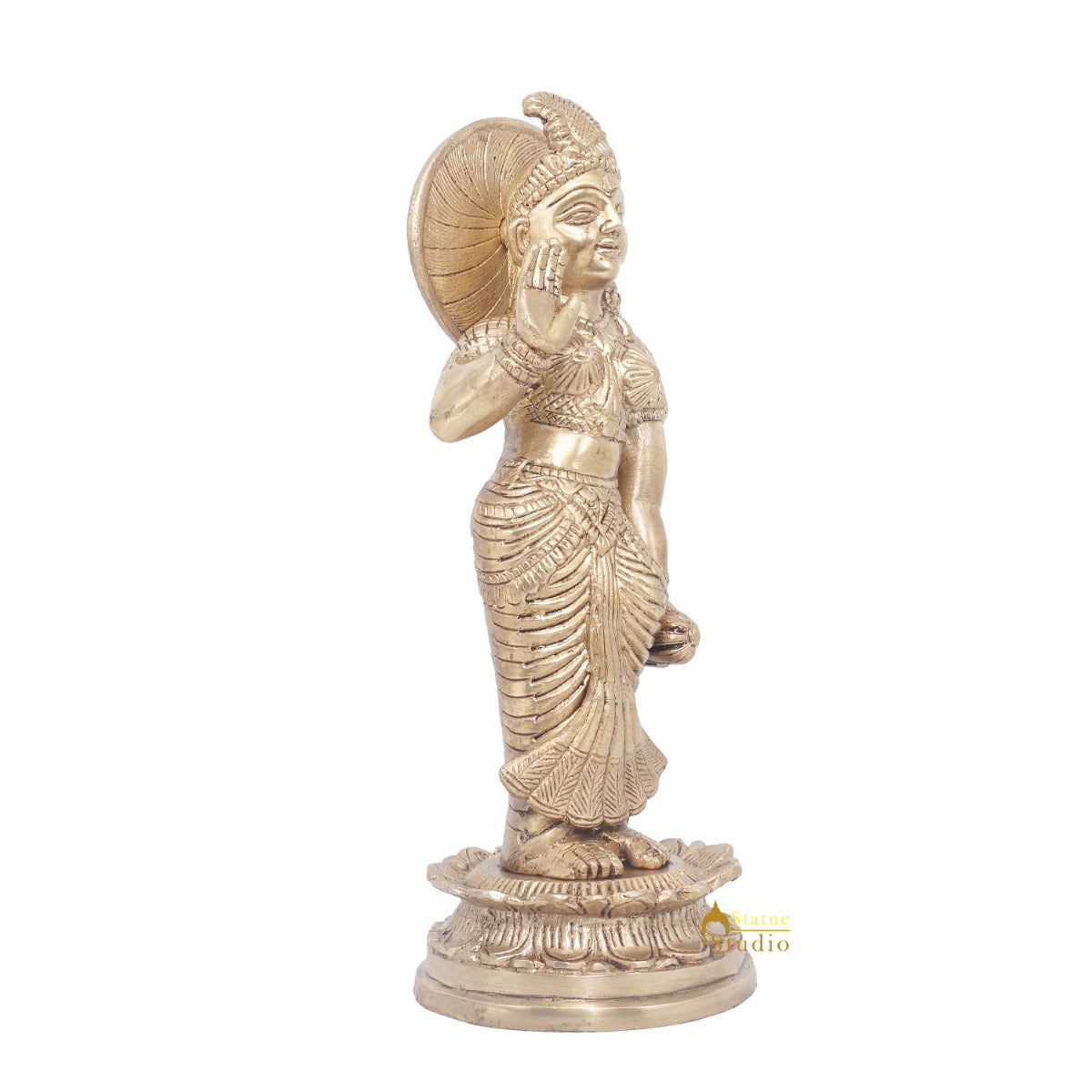 Brass Antique Lord Radha Idol Showpiece For Home Pooja Décor Gift Statue 11" - Image 5