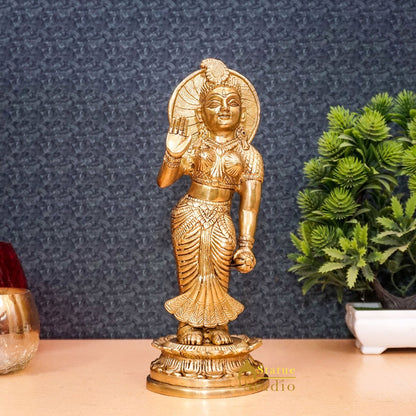 Brass Antique Lord Radha Idol Showpiece For Home Pooja Décor Gift Statue 11" by vendor-unknown - Hindu Gods (View 2)