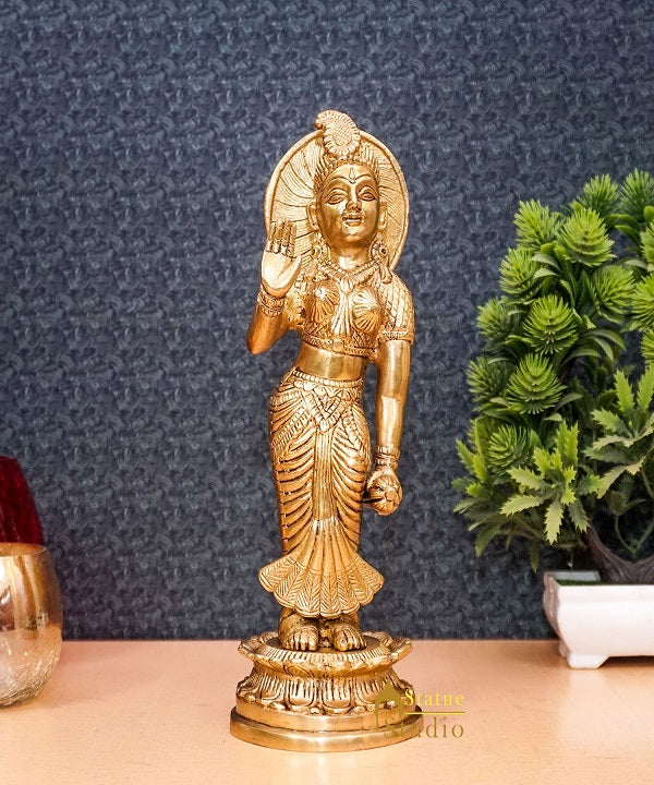 Brass Antique Lord Radha Idol Showpiece For Home Pooja Décor Gift Statue 11"