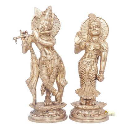 Brass Antique Lord Radha Krishna Idol For Home Pooja Décor Gift Statue 11" by vendor-unknown - Hindu Gods (View 3)