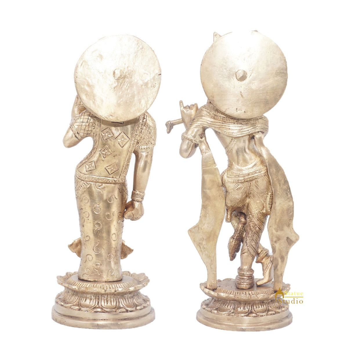 Brass Antique Lord Radha Krishna Idol For Home Pooja Décor Gift Statue 11"