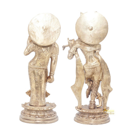 Brass Antique Lord Radha Krishna Idol For Home Pooja Décor Gift Statue 11" by vendor-unknown - Hindu Gods (View 4)