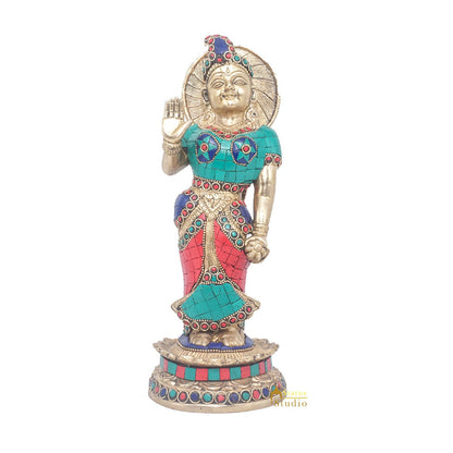 Brass Antique Lord Radha Idol Showpiece For Home Pooja Décor Gift Statue 11" by vendor-unknown - Hindu Gods (View 3)