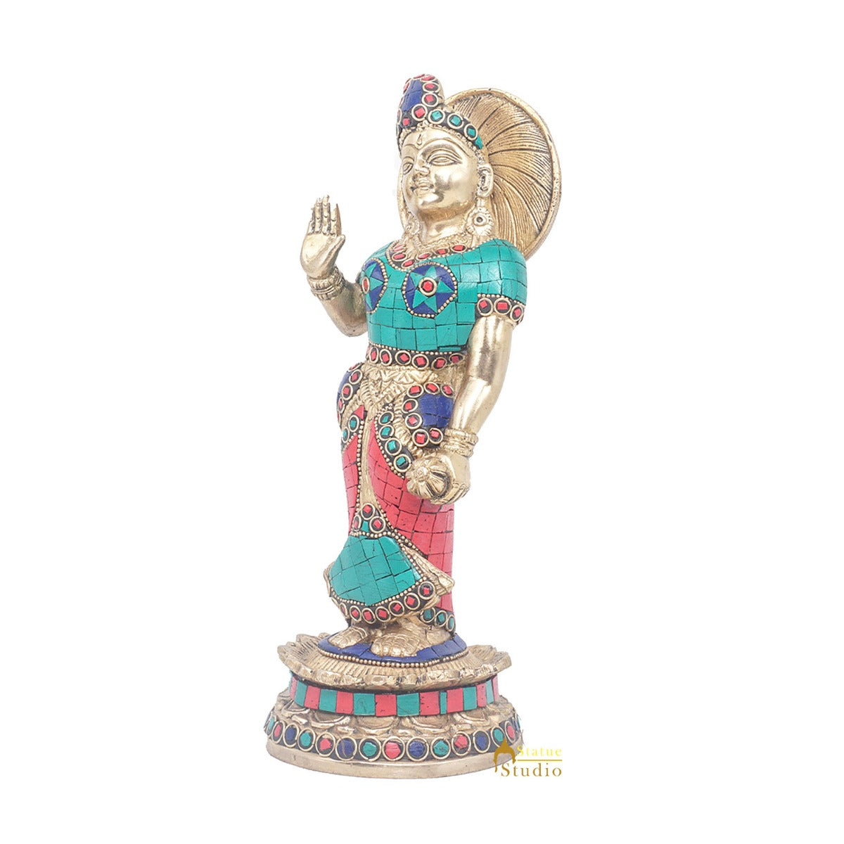 Brass Antique Lord Radha Idol Showpiece For Home Pooja Décor Gift Statue 11"