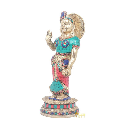 Brass Antique Lord Radha Idol Showpiece For Home Pooja Décor Gift Statue 11" by vendor-unknown - Hindu Gods (View 4)