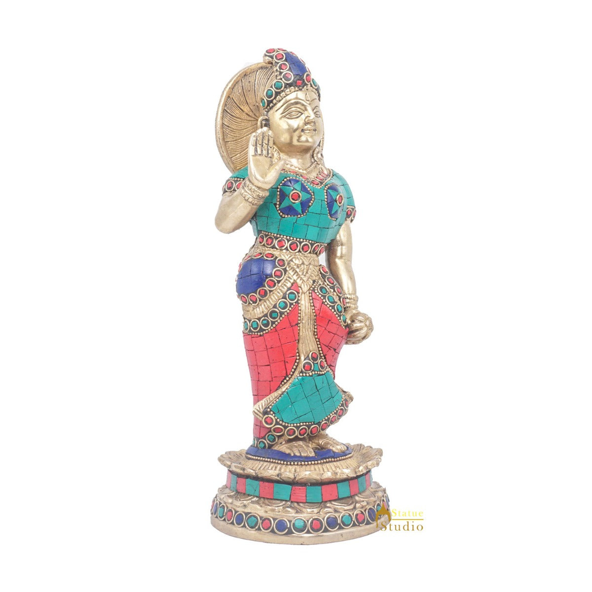 Brass Antique Lord Radha Idol Showpiece For Home Pooja Décor Gift Statue 11"