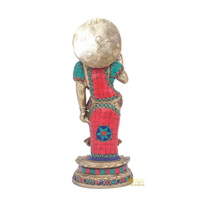 Brass Antique Lord Radha Idol Showpiece For Home Pooja Décor Gift Statue 11" by vendor-unknown - Hindu Gods (View 6)