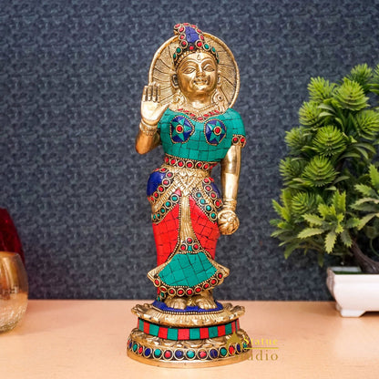 Brass Antique Lord Radha Idol Showpiece For Home Pooja Décor Gift Statue 11" by vendor-unknown - Hindu Gods (View 2)