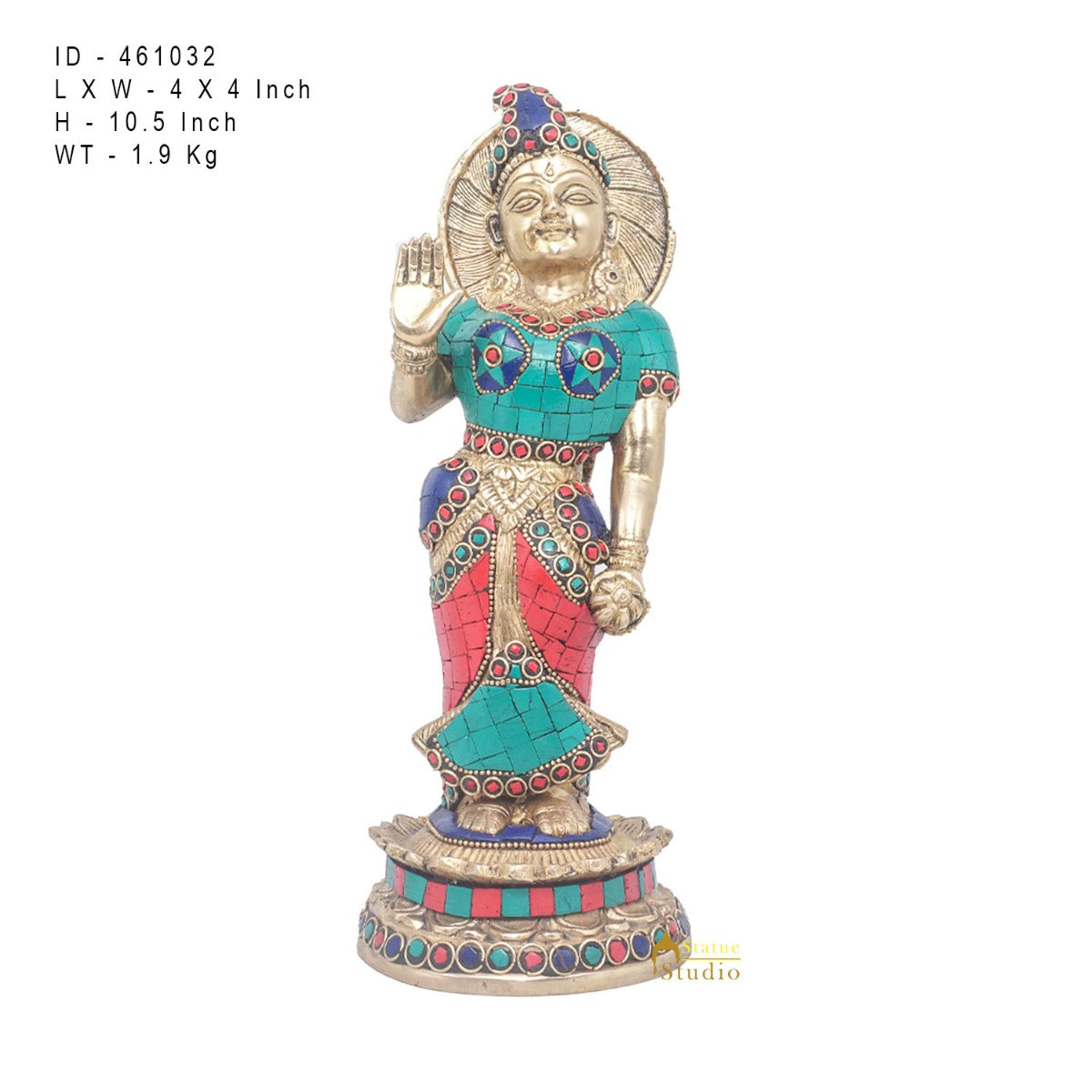 Brass Antique Lord Radha Idol Showpiece For Home Pooja Décor Gift Statue 11" - Image 7