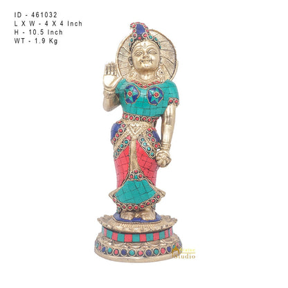 Brass Antique Lord Radha Idol Showpiece For Home Pooja Décor Gift Statue 11" by vendor-unknown - Hindu Gods (View 7)