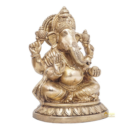 Brass Ganesha Statue Ganpati Sitting Idol Home Pooja Room Décor Gift 7.5" by vendor-unknown - Products (View 5)