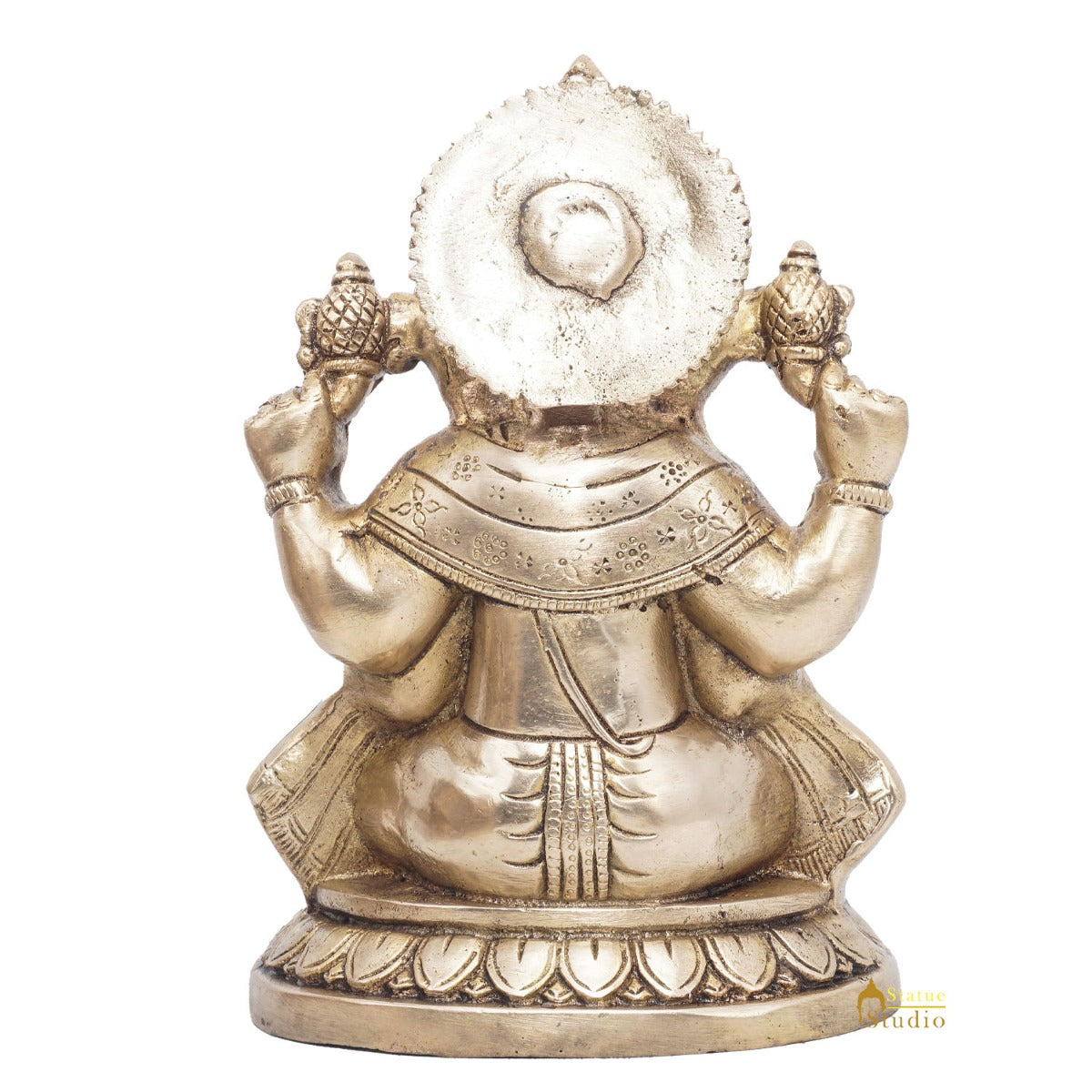 Brass Ganesha Statue Ganpati Sitting Idol Home Pooja Room Décor Gift 7.5" - Image 6