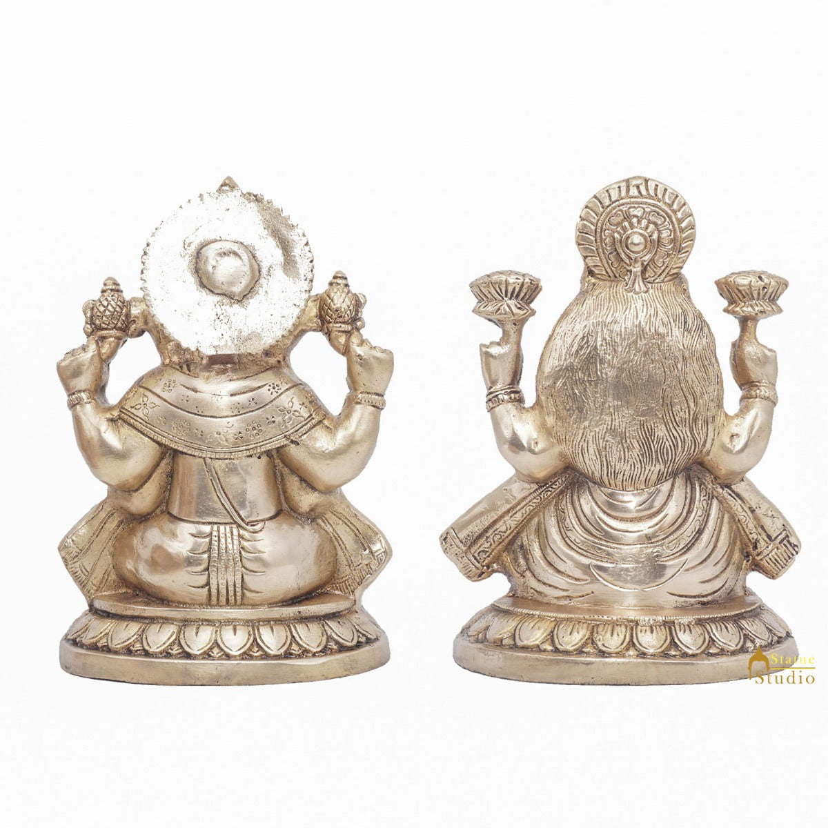 Brass Ganesha Lakshmi Idol Statue For Diwali Home Puja Décor Gift 7.5"