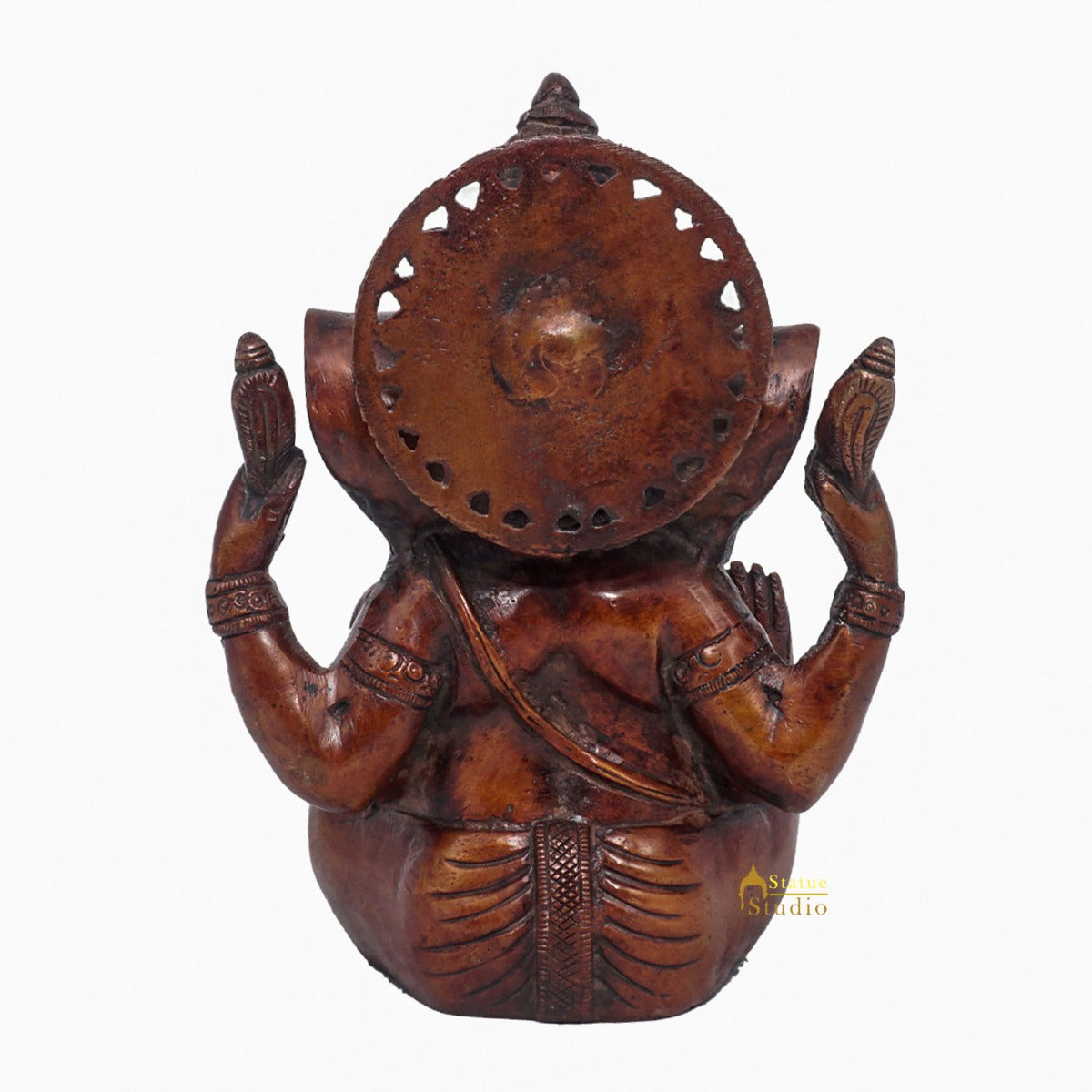 Brass Antique Ganesha Statue Ganpati Sitting Idol Home Pooja Room Décor Gift 7" - Image 6