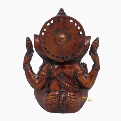 Brass Antique Ganesha Statue Ganpati Sitting Idol Home Pooja Room Décor Gift 7" by vendor-unknown - Products (View 6)