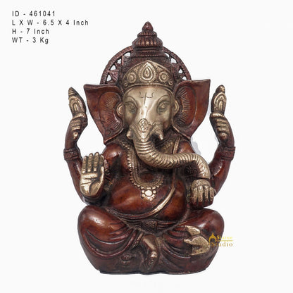 Brass Antique Ganesha Statue Ganpati Sitting Idol Home Pooja Room Décor Gift 7" by vendor-unknown - Products (View 7)