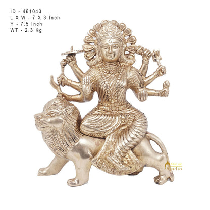 Brass Antique Durga Statue Sherawali Maa Idol For Pooja Home Office Décor Gift by vendor-unknown - Hindu Gods (View 7)