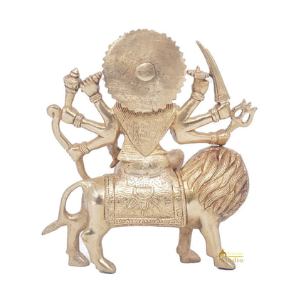 Brass Antique Durga Statue Sherawali Maa Idol For Pooja Home Office Décor Gift by vendor-unknown - Hindu Gods (View 6)