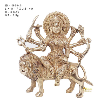 Brass Antique Durga Statue Sherawali Maa Idol For Pooja Home Office Décor Gift by vendor-unknown - Hindu Gods (View 7)