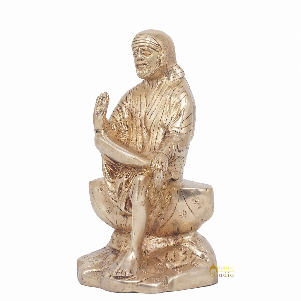 Brass Lord Shirdi Sai Baba Idol Statue Home Puja Room Religious Décor 8" - Image 4